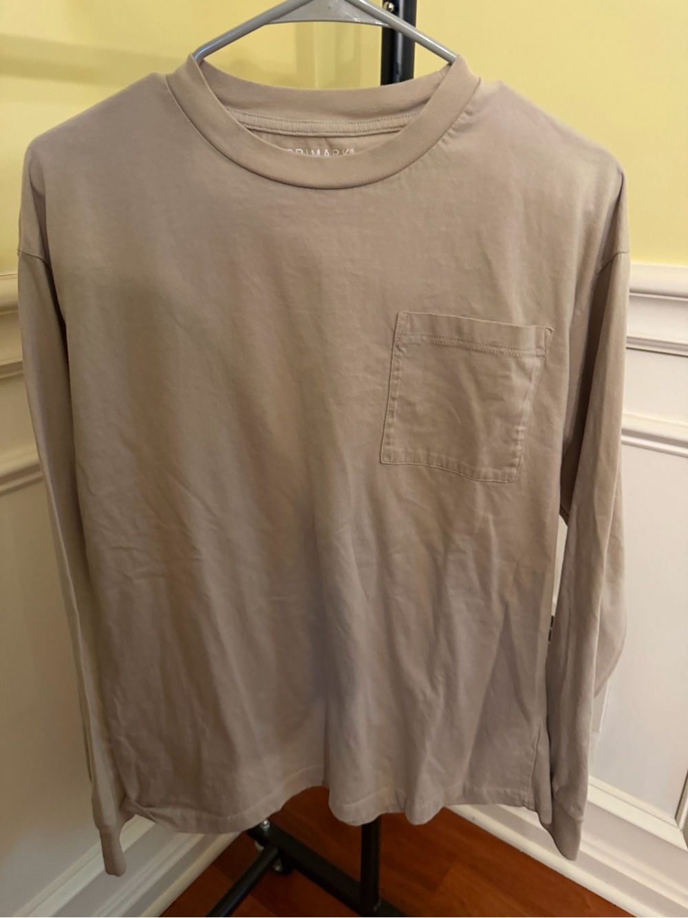 Primark Men's Long Sleeve Pocket Tee - Taupe Beige